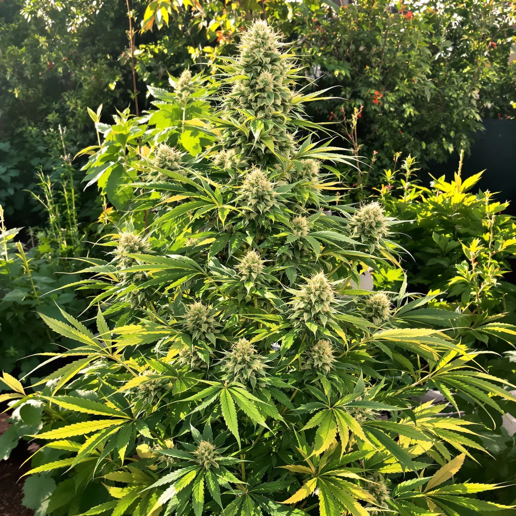 $100 OG 50% indica / 50% sativa — fleur avec trichomes visibles