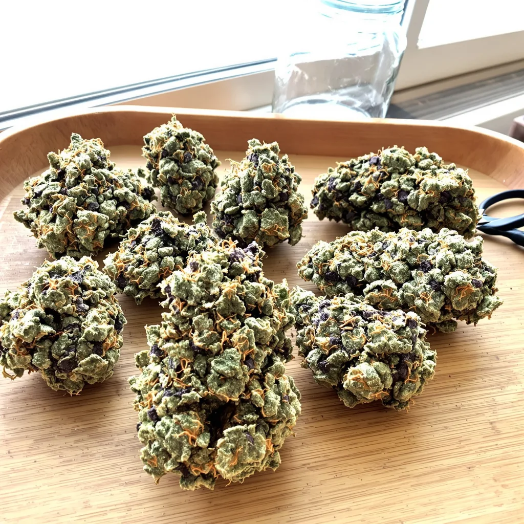 13 Dawgs 38% indica / 62% sativa — fleur avec trichomes visibles