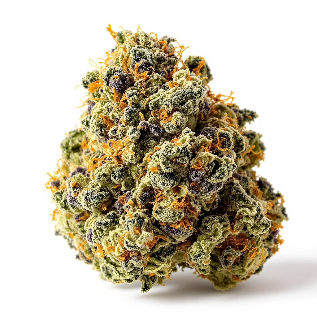 24k Gold 43% indica / 57% sativa — fleur avec trichomes visibles