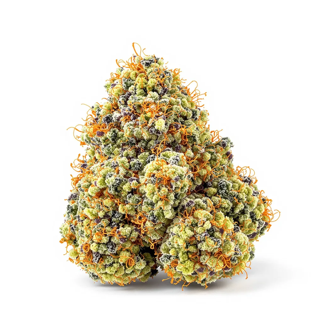 303 OG 58% indica / 42% sativa — fleur avec trichomes visibles