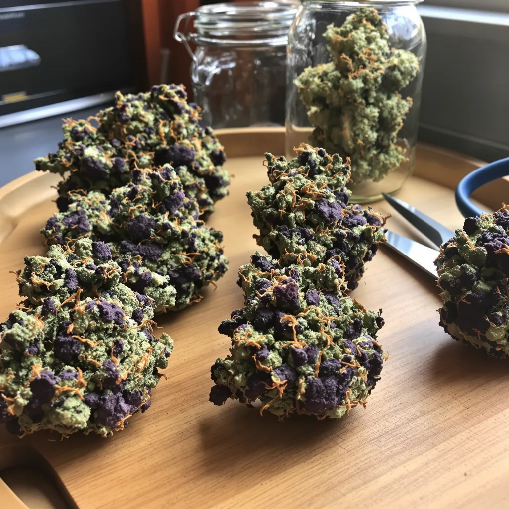 3X Crazy 82% indica / 18% sativa — fleur avec trichomes visibles