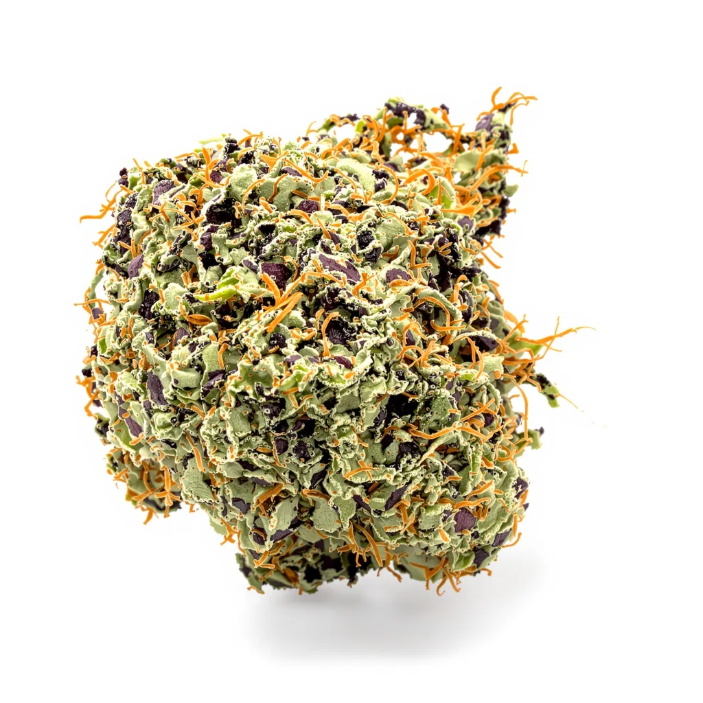 41 Cherries 69% indica / 31% sativa — fleur avec trichomes visibles