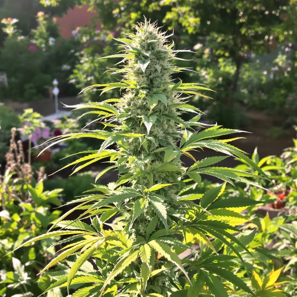 98 Aloha White Widow 59% indica / 41% sativa — fleur avec trichomes visibles