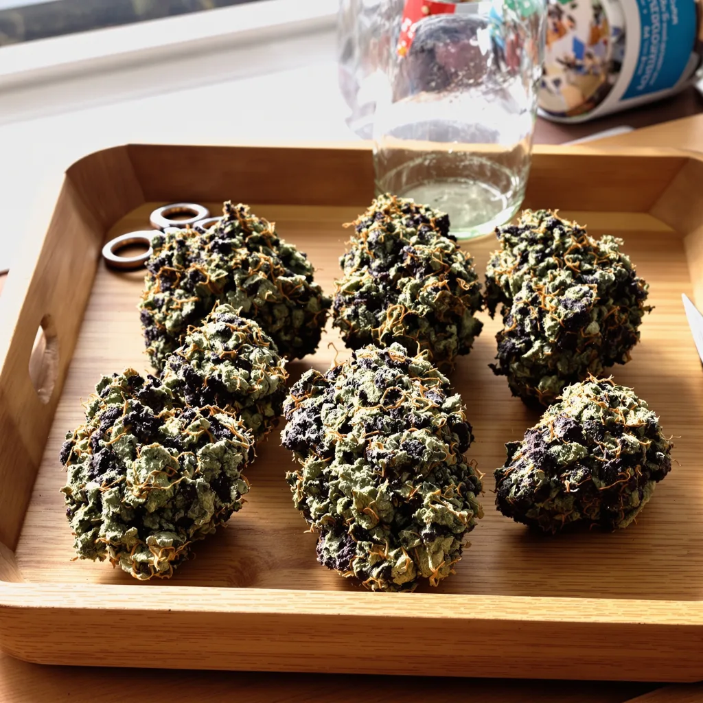 A-10 70% indica / 20% sativa — fleur avec trichomes visibles