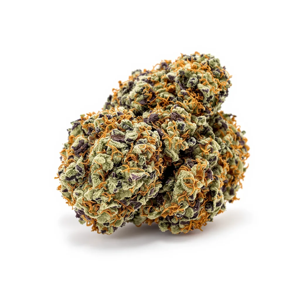 A-10 70% indica / 20% sativa — fleur avec trichomes visibles