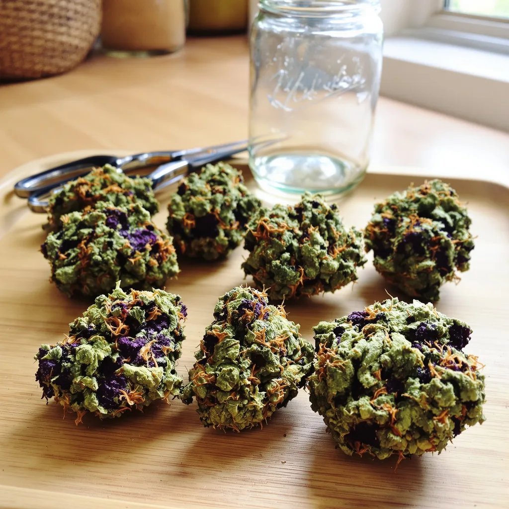 A-Train 79% indica / 21% sativa — fleur avec trichomes visibles