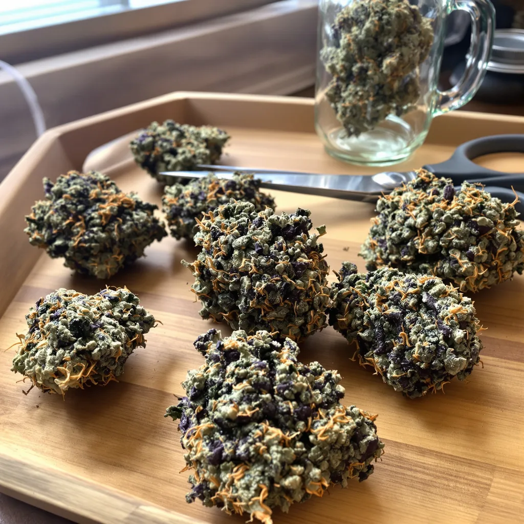 A-Train 79% indica / 21% sativa — fleur avec trichomes visibles