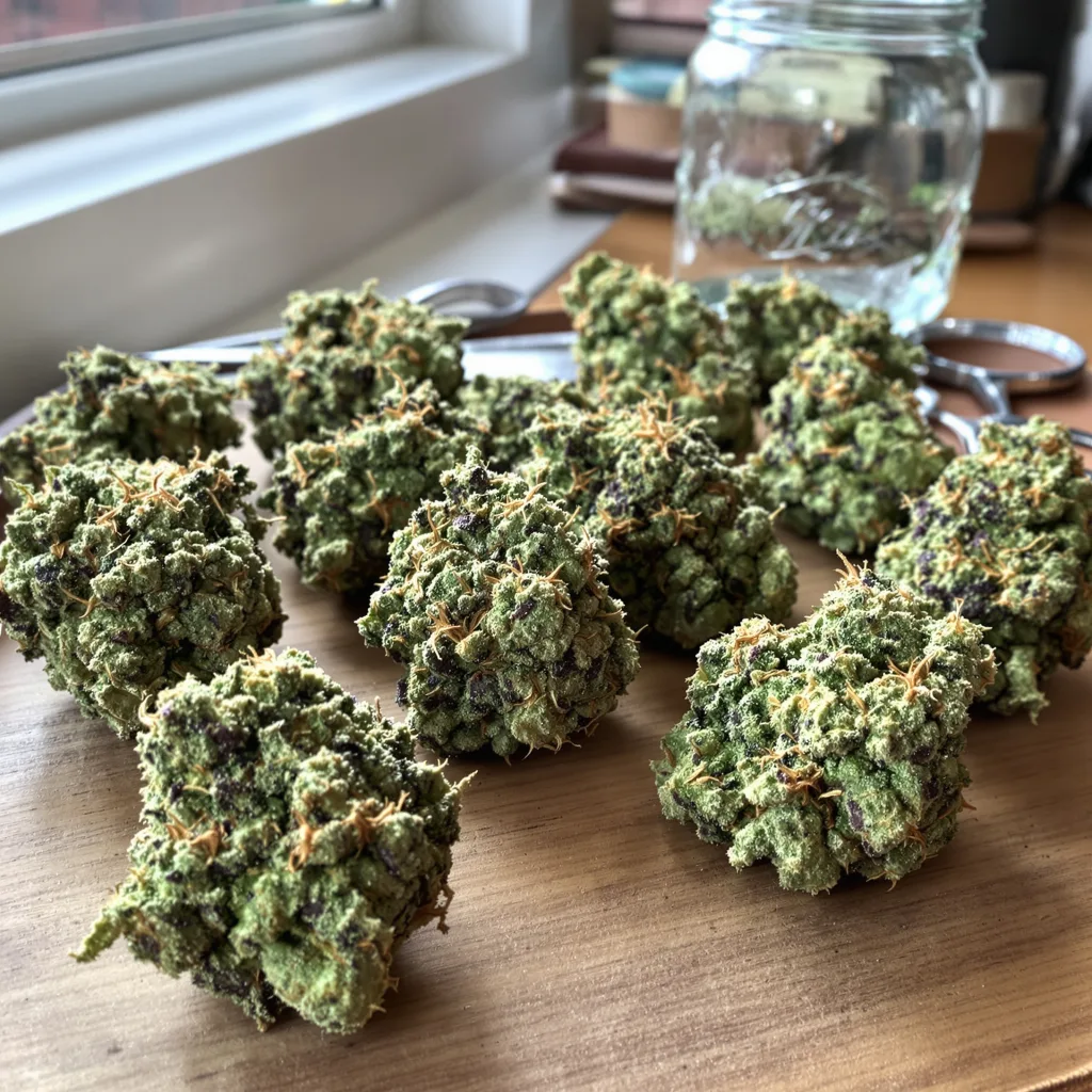 Aberdeen 40% indica / 60% sativa — fleur avec trichomes visibles