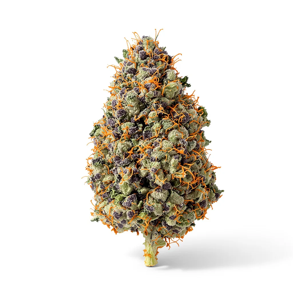 Abusive OG 85% indica / 15% sativa — fleur avec trichomes visibles
