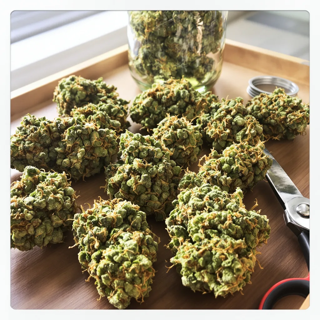 Acapulco Gold 20% indica / 70% sativa — fleur avec trichomes visibles