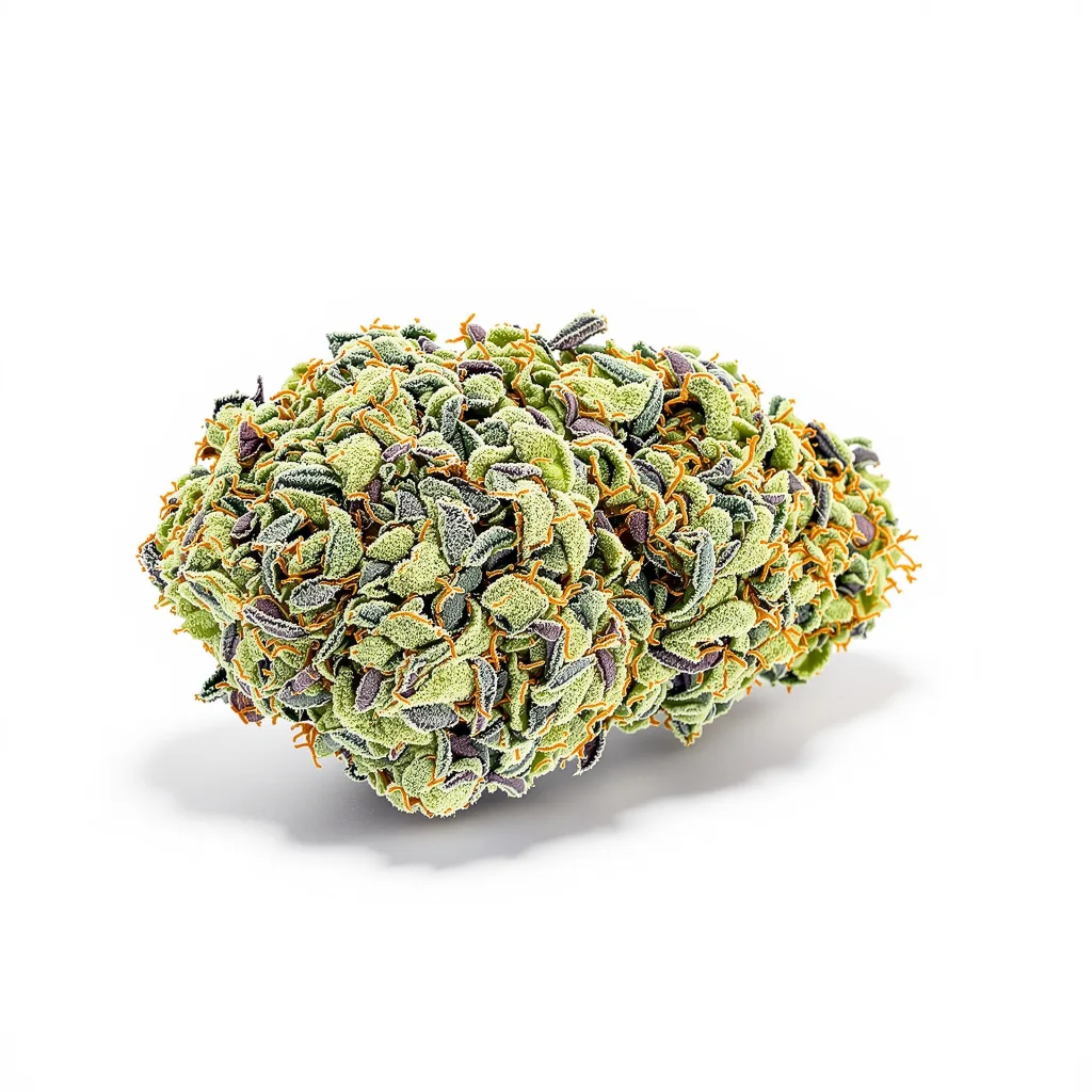 Adios 58% indica / 42% sativa — fleur avec trichomes visibles