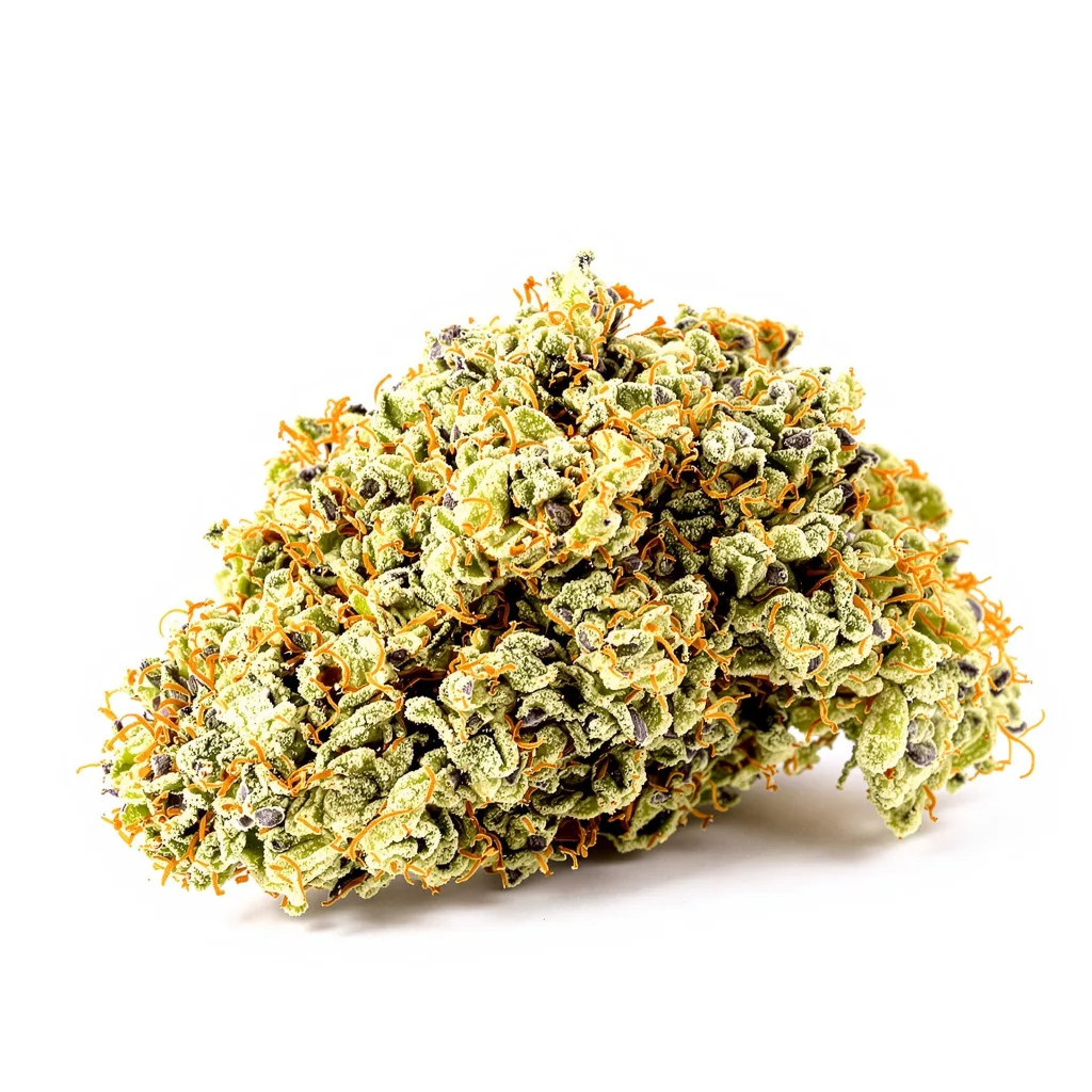 Afcrack 59% indica / 41% sativa — fleur avec trichomes visibles