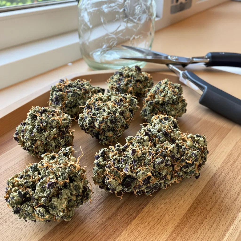 Afghan 70% indica / 30% sativa — fleur avec trichomes visibles