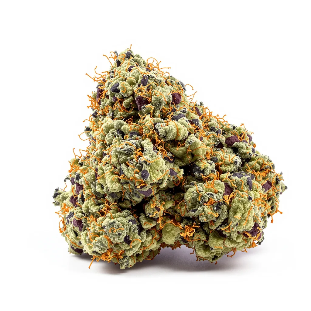 Afghan 70% indica / 30% sativa — fleur avec trichomes visibles