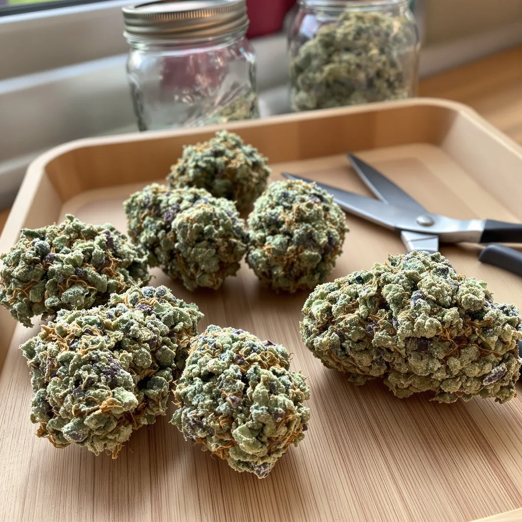 Afghan Big Bud 56% indica / 44% sativa — fleur avec trichomes visibles