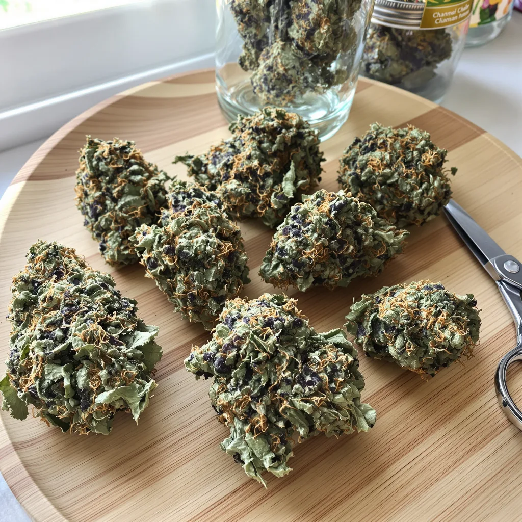Afghan 70% indica / 30% sativa — fleur avec trichomes visibles