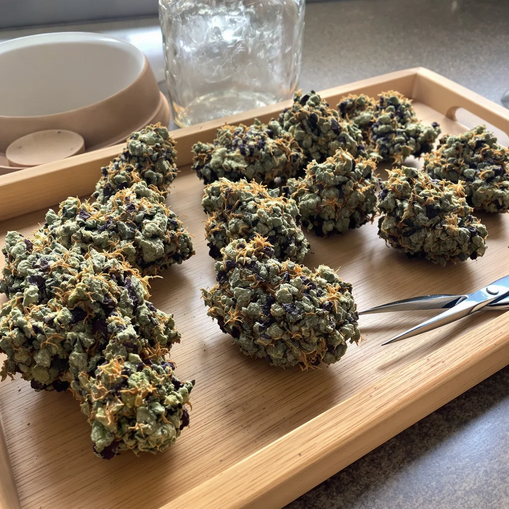 Afghan Hawaiian 68% indica / 32% sativa — fleur avec trichomes visibles