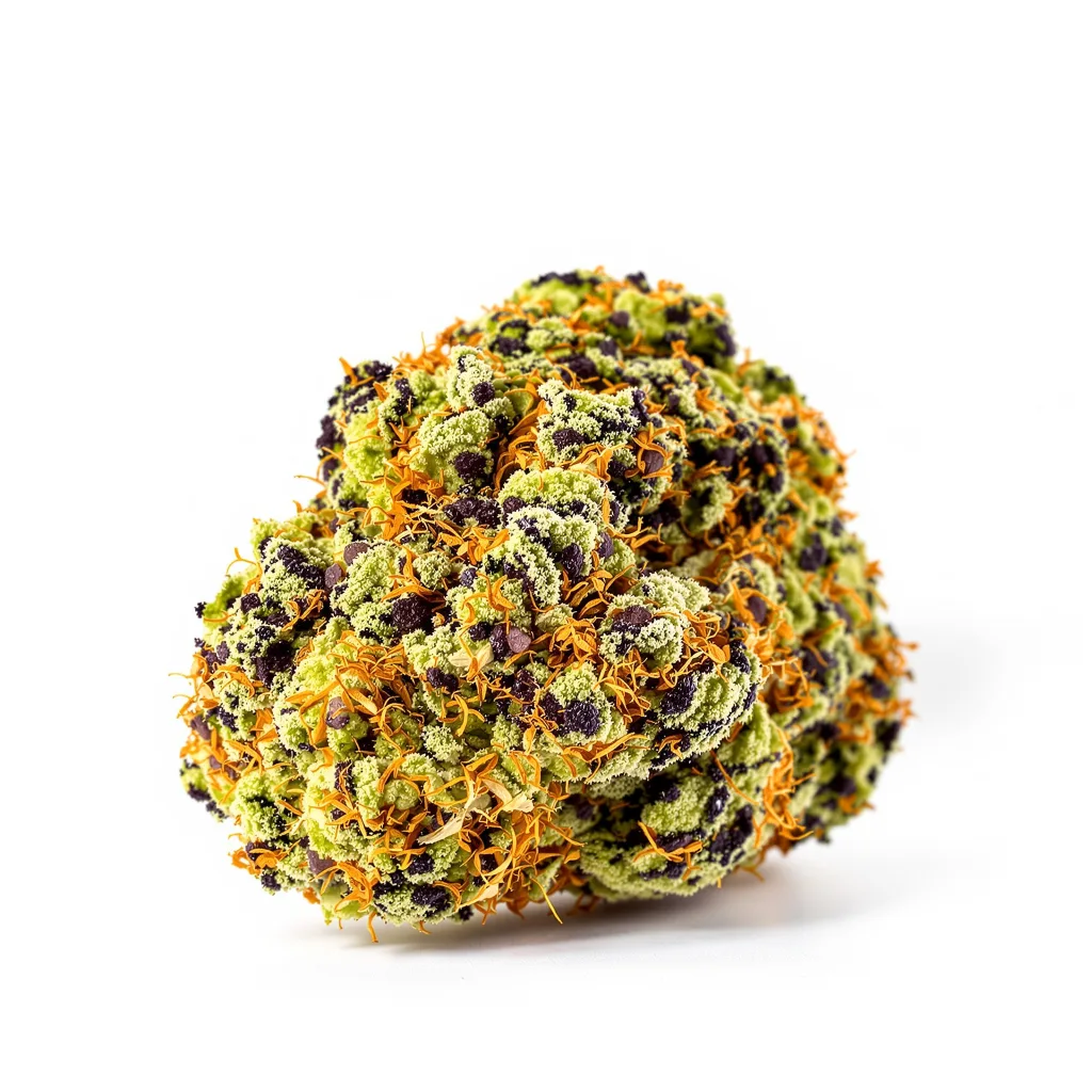 Afghan Kush 67% indica / 33% sativa — fleur avec trichomes visibles