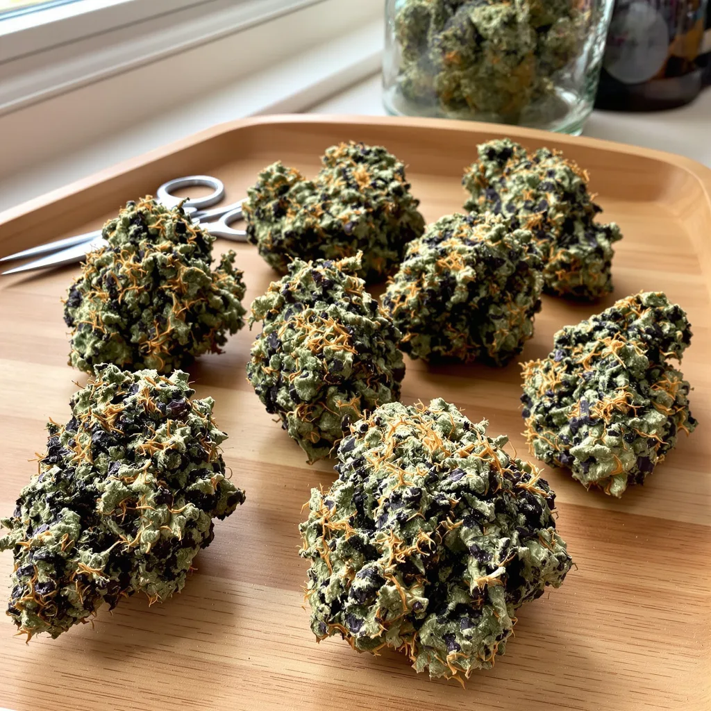 Afghan Skunk 69% indica / 31% sativa — fleur avec trichomes visibles