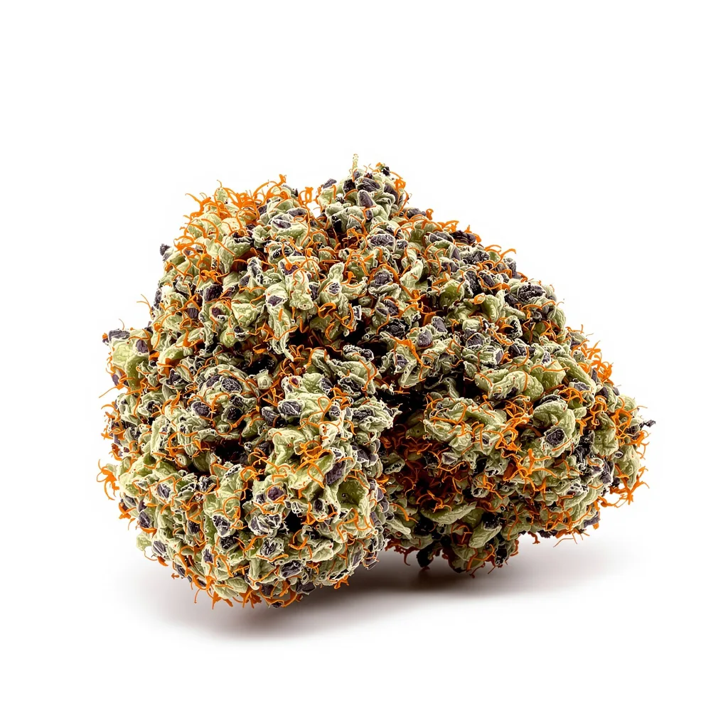 Afghan Skunk 69% indica / 31% sativa — fleur avec trichomes visibles