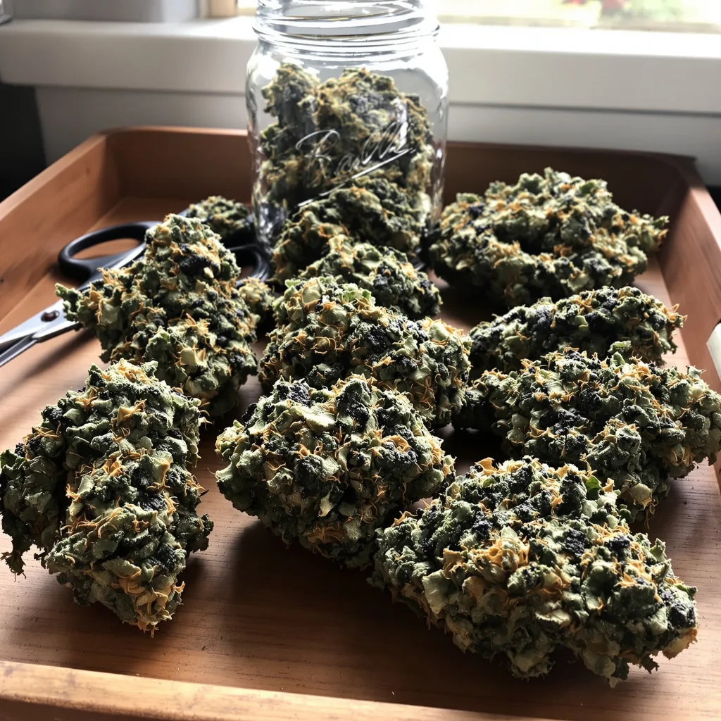 Afghani 70% indica / 30% sativa — fleur avec trichomes visibles