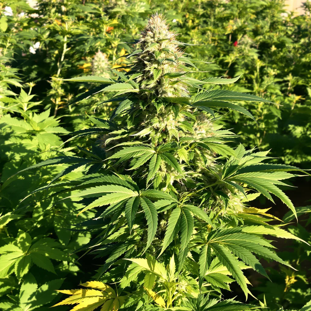 Afgoo 75% indica / 25% sativa — fleur avec trichomes visibles