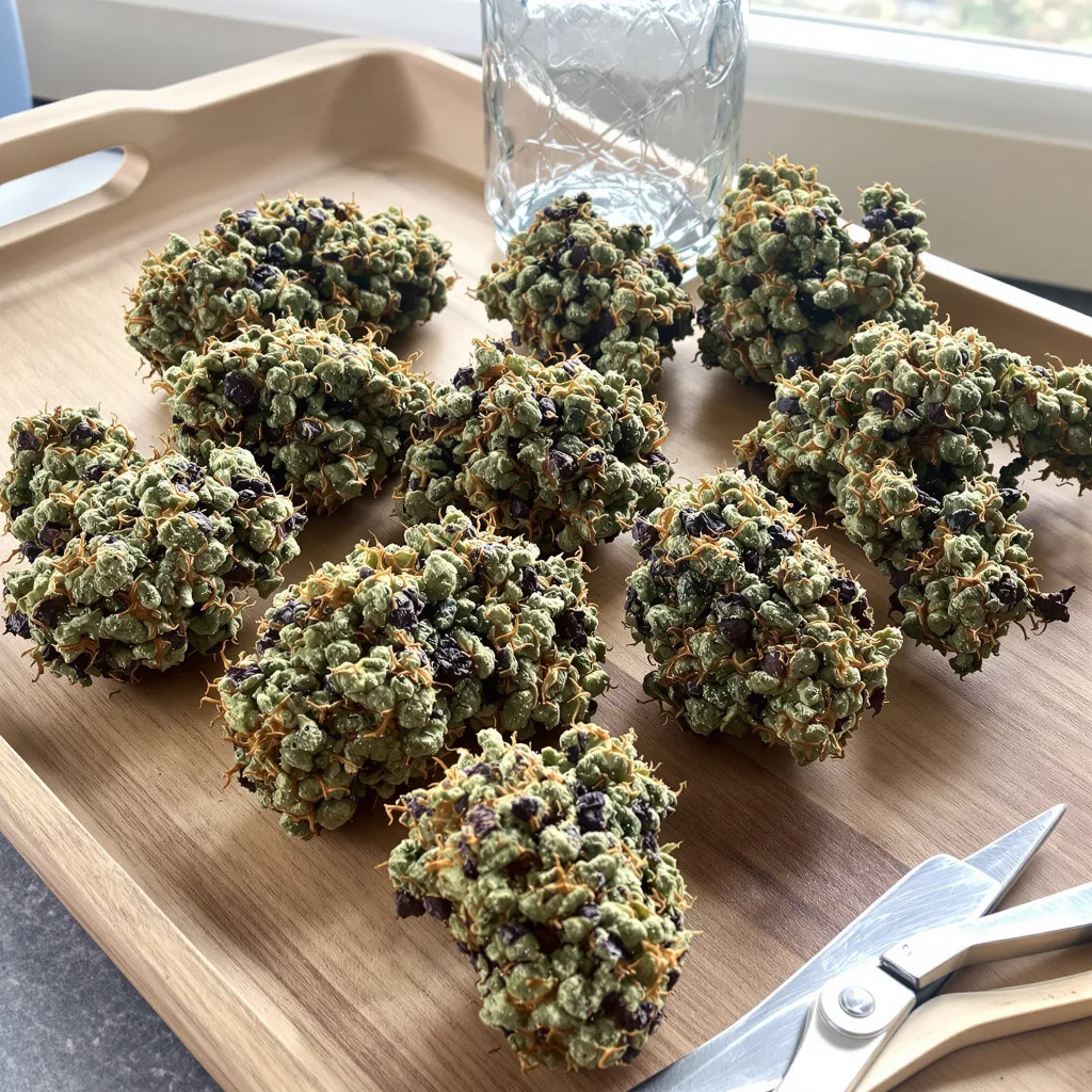 Afgooey 65% indica / 35% sativa — fleur avec trichomes visibles