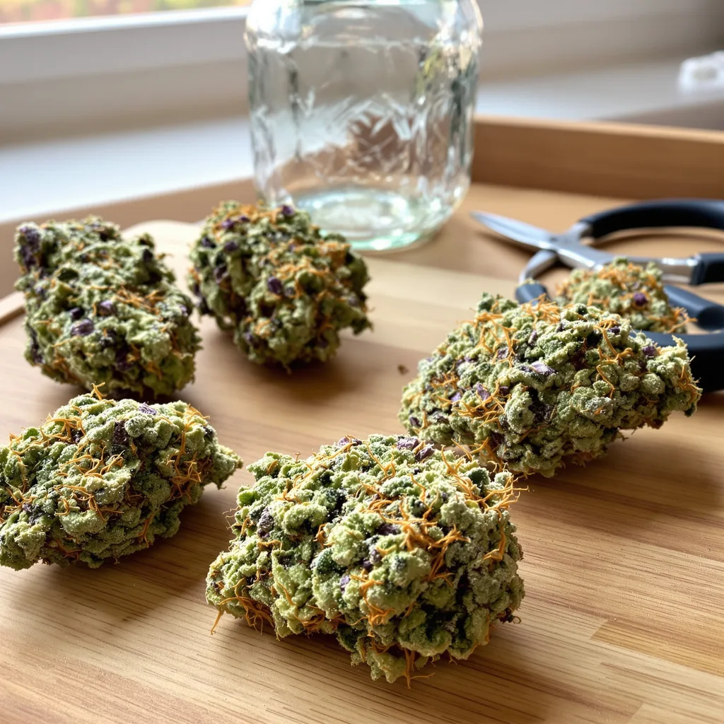 Agent Orange 61% indica / 39% sativa — fleur avec trichomes visibles