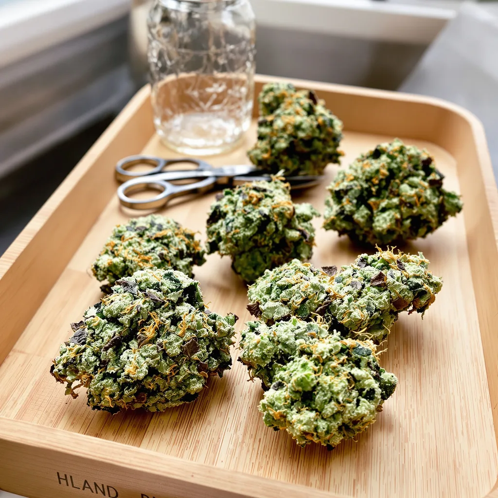 Agent Orange 61% indica / 39% sativa — fleur avec trichomes visibles