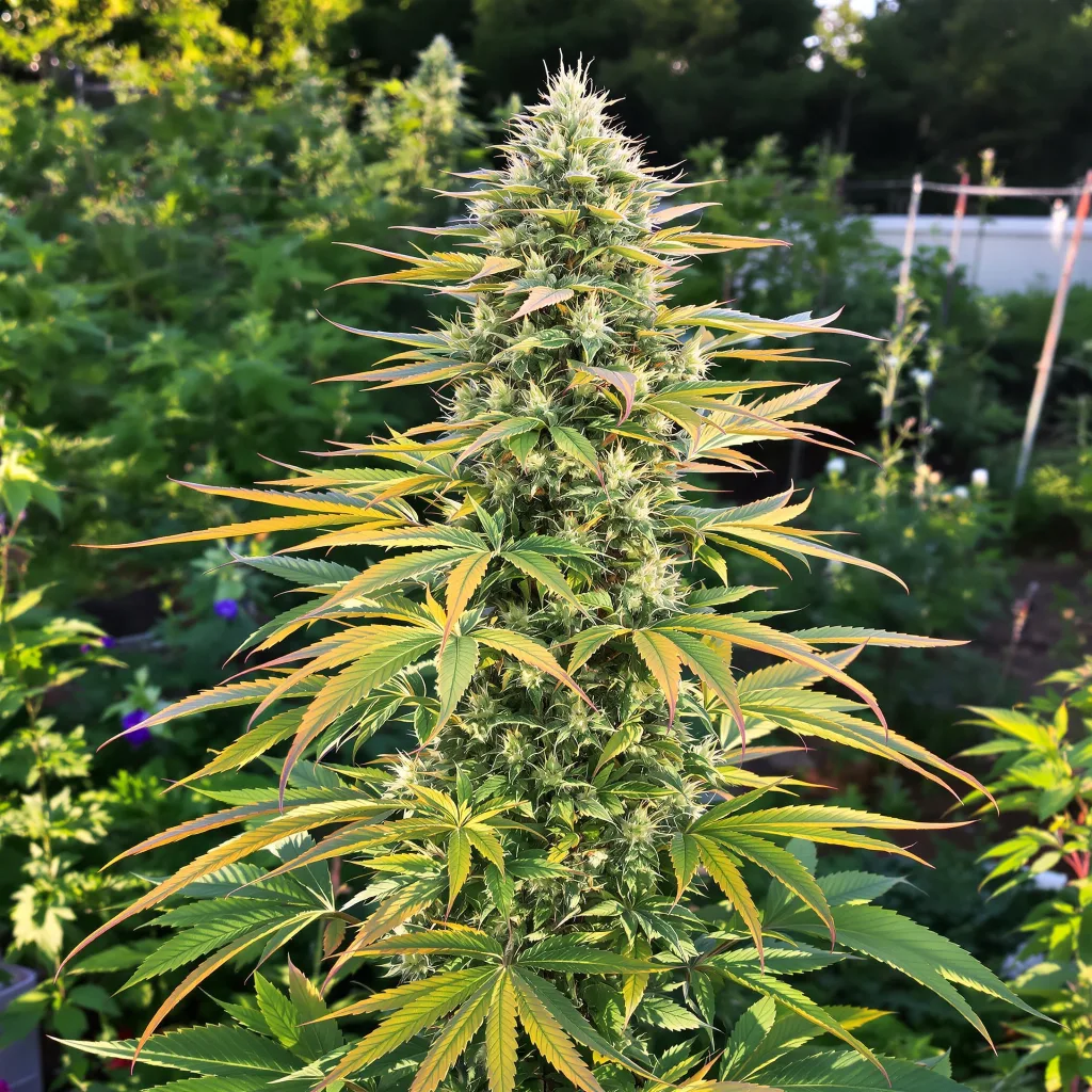 AK-47 48% indica / 52% sativa — fleur avec trichomes visibles