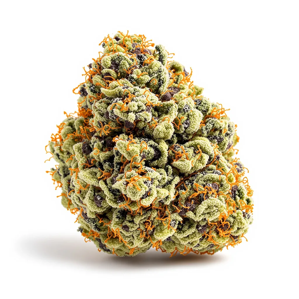AK-48 51% indica / 49% sativa — fleur avec trichomes visibles