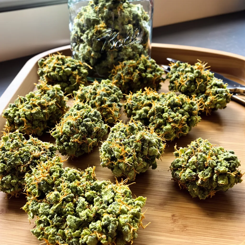 AK 6% indica / 94% sativa — fleur avec trichomes visibles