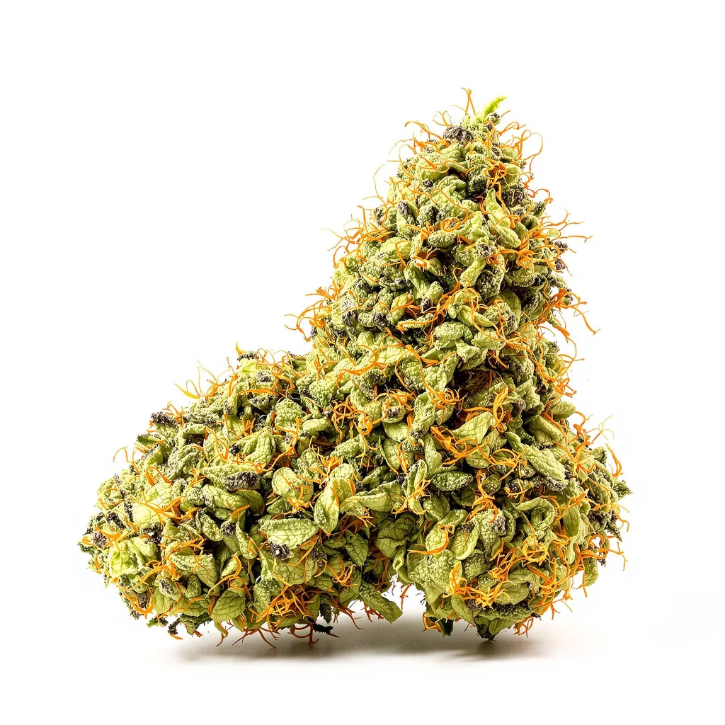 AK 6% indica / 94% sativa — fleur avec trichomes visibles