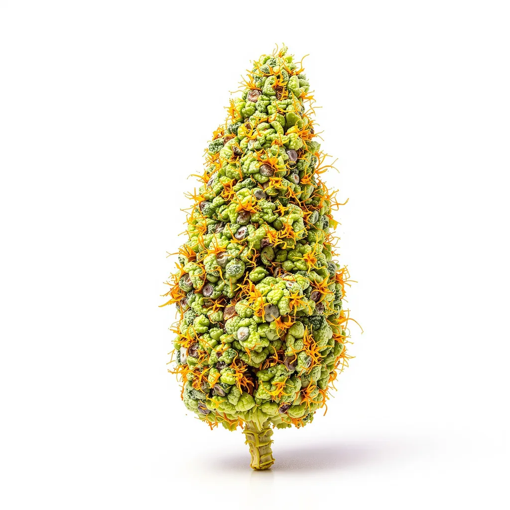 Alaskan Ice 6% indica / 94% sativa — fleur avec trichomes visibles