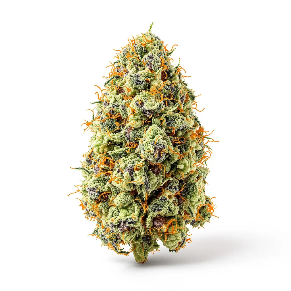 Alchemy 59% indica / 41% sativa — fleur avec trichomes visibles