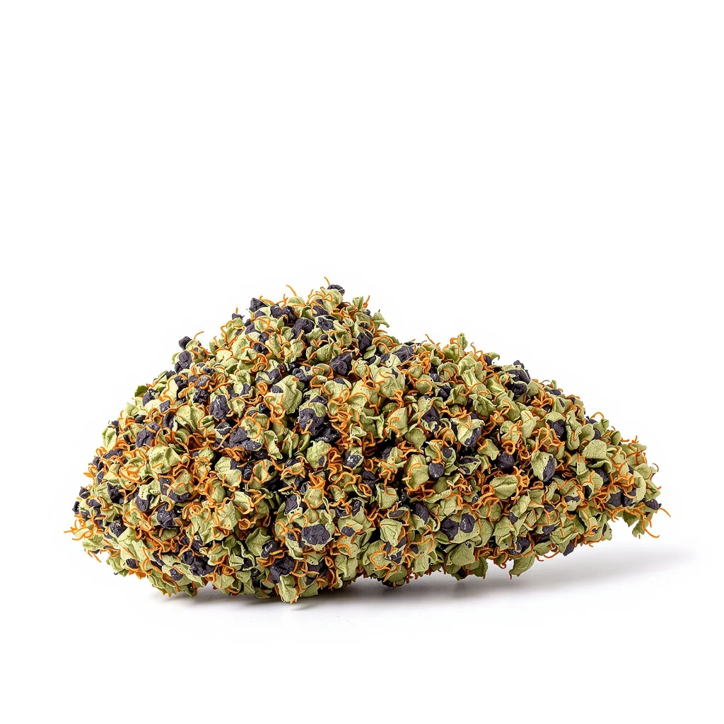 Alien Bubba 79% indica / 21% sativa — fleur avec trichomes visibles