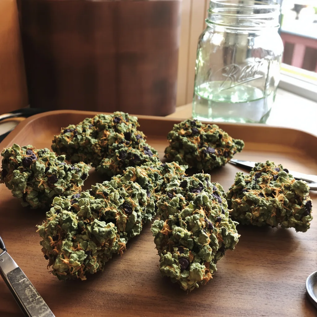 Alien Gorilla Glue 74% indica / 26% sativa — fleur avec trichomes visibles