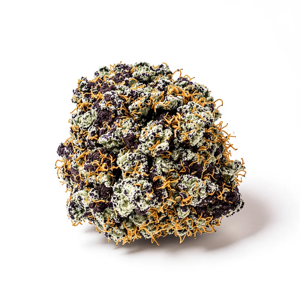 Alien Gorilla Glue 74% indica / 26% sativa — fleur avec trichomes visibles
