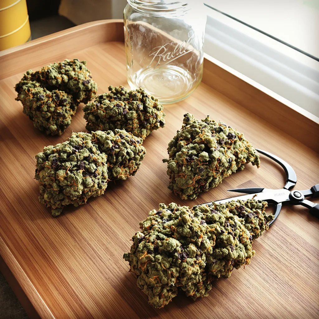 Alien Mints 88% indica / 12% sativa — fleur avec trichomes visibles