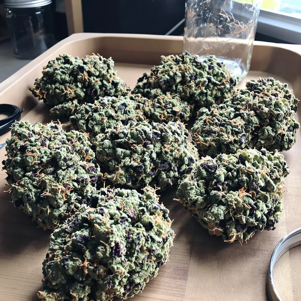 Alien Reunion 49% indica / 51% sativa — fleur avec trichomes visibles