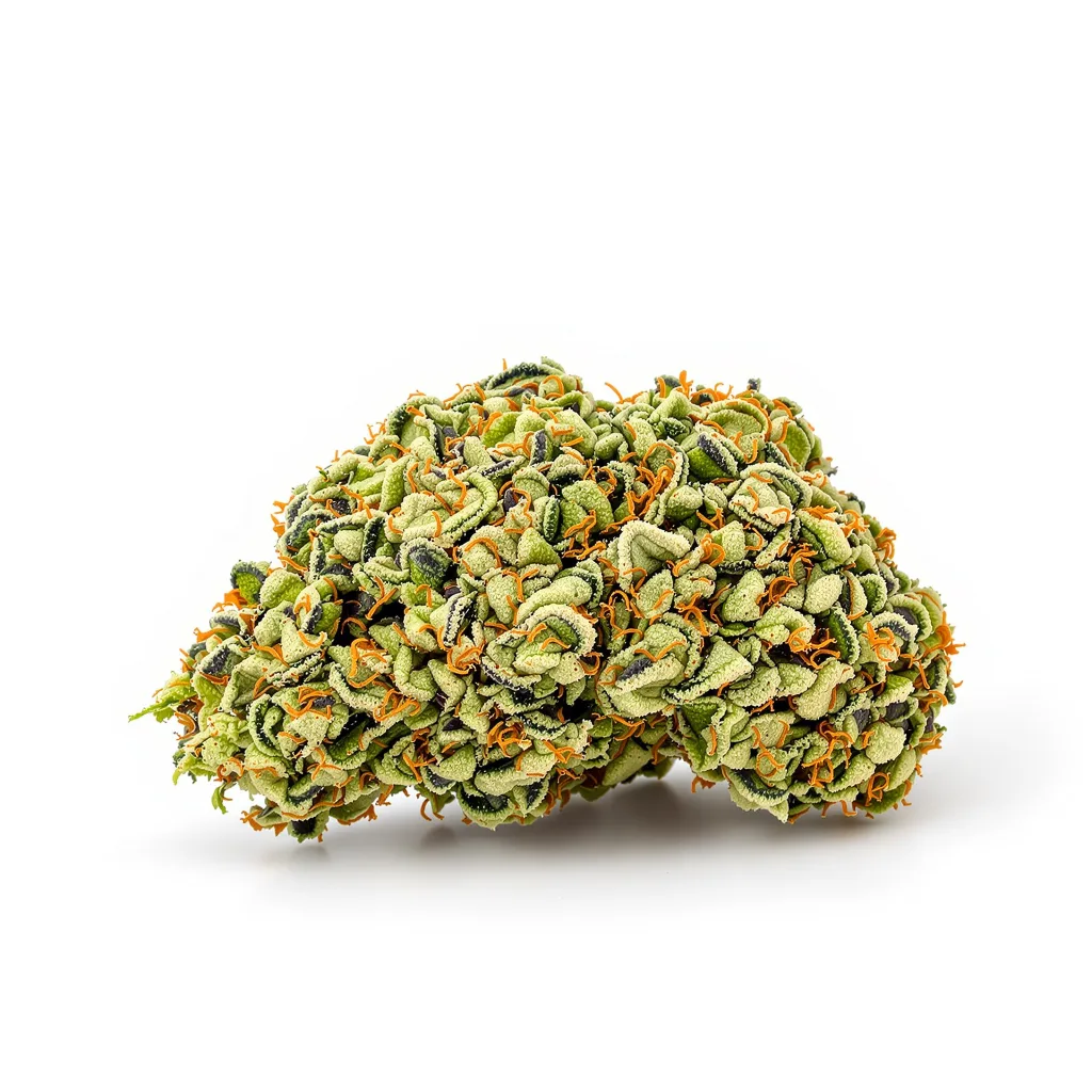 Alien Reunion 49% indica / 51% sativa — fleur avec trichomes visibles