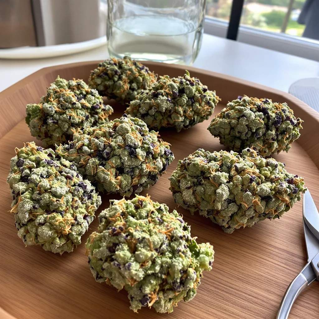 Alien Rock Candy 41% indica / 59% sativa — fleur avec trichomes visibles