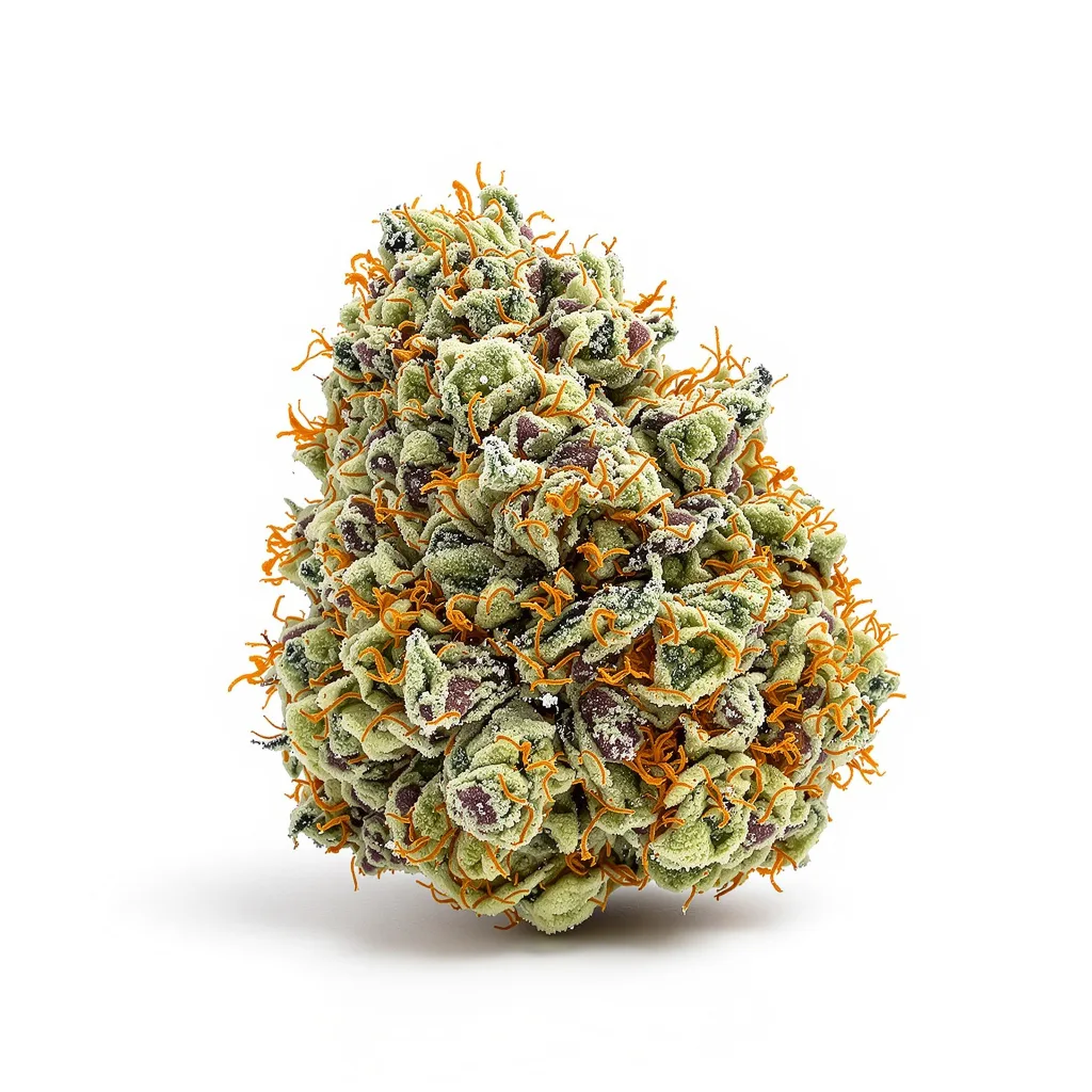 Alien Rock Candy 41% indica / 59% sativa — fleur avec trichomes visibles