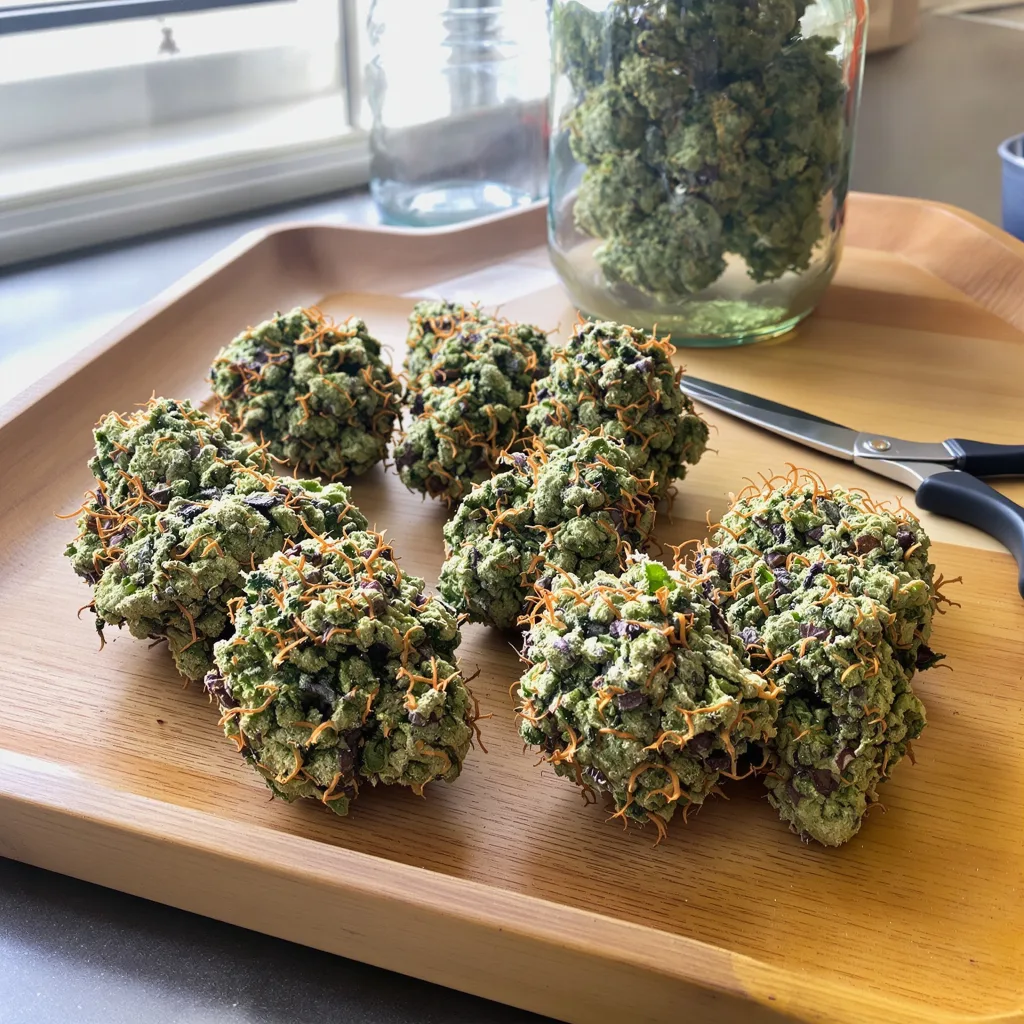 Alien Rock Candy 41% indica / 59% sativa — fleur avec trichomes visibles