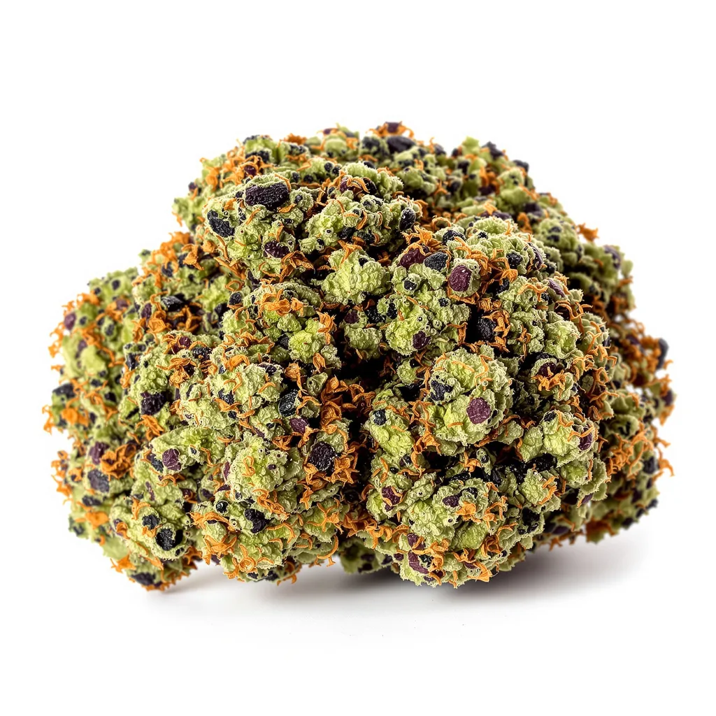 Aliens On Moonshine 85% indica / 15% sativa — fleur avec trichomes visibles