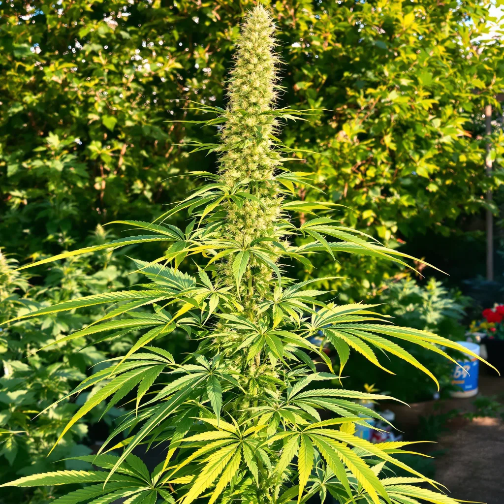 Alpha Blue 24% indica / 76% sativa — fleur avec trichomes visibles
