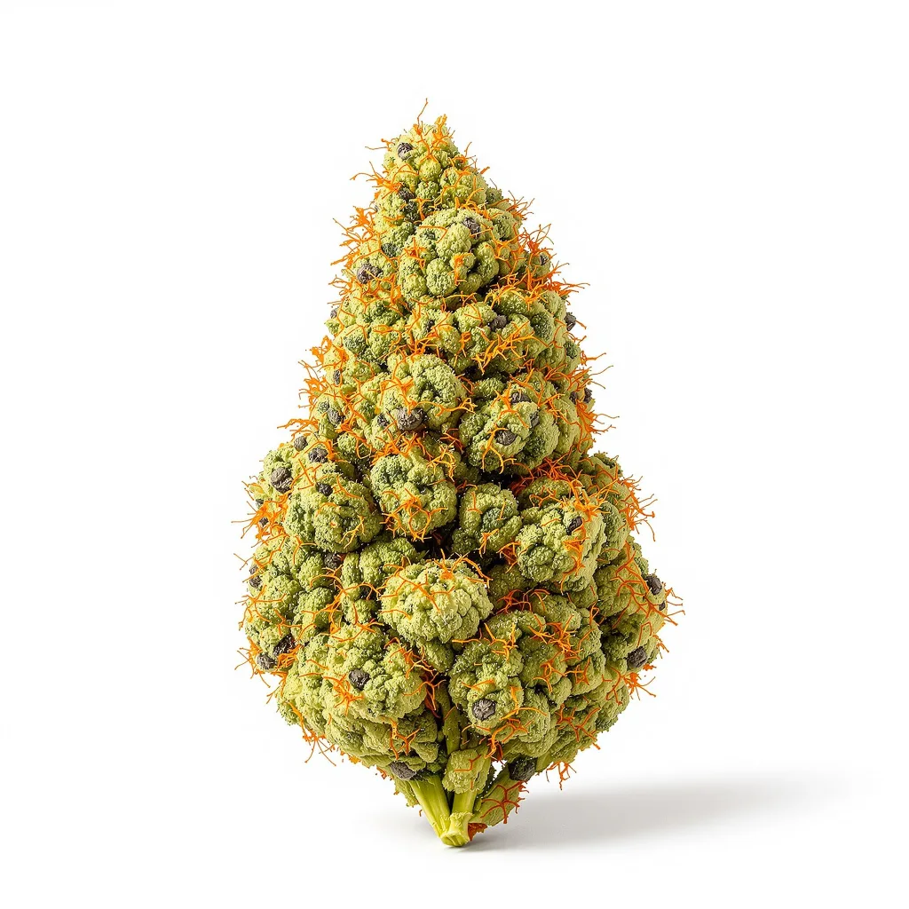 Alpha Blue 24% indica / 76% sativa — fleur avec trichomes visibles