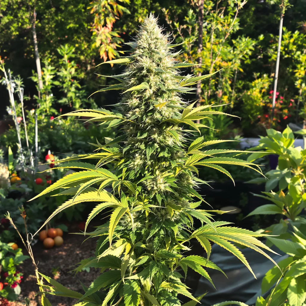 Alpine Blue 49% indica / 51% sativa — fleur avec trichomes visibles