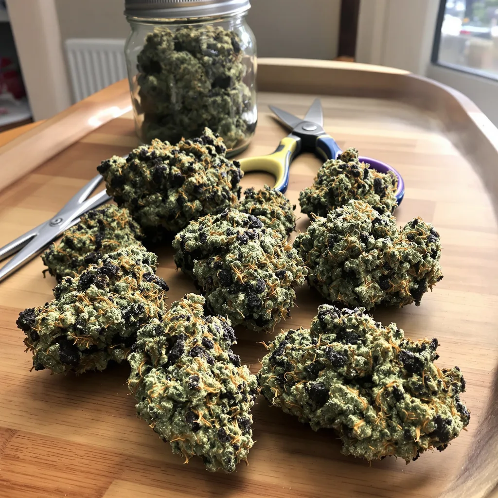 Alpine Star 65% indica / 35% sativa — fleur avec trichomes visibles