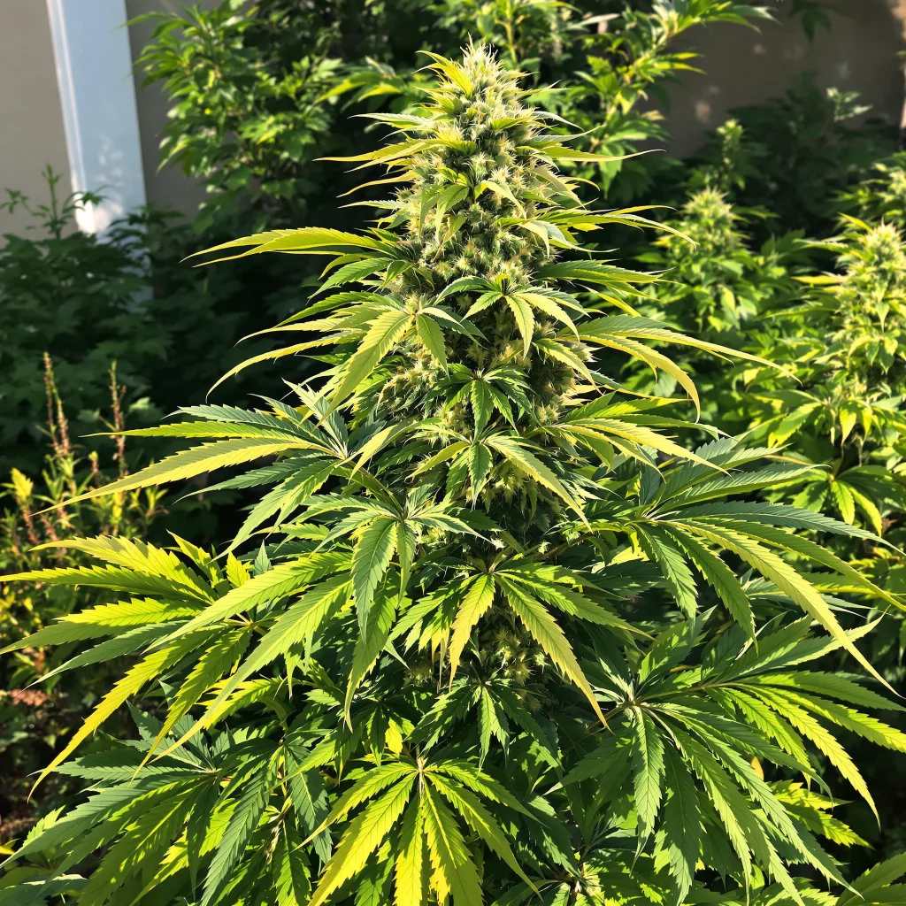 Alpine Star 65% indica / 35% sativa — fleur avec trichomes visibles
